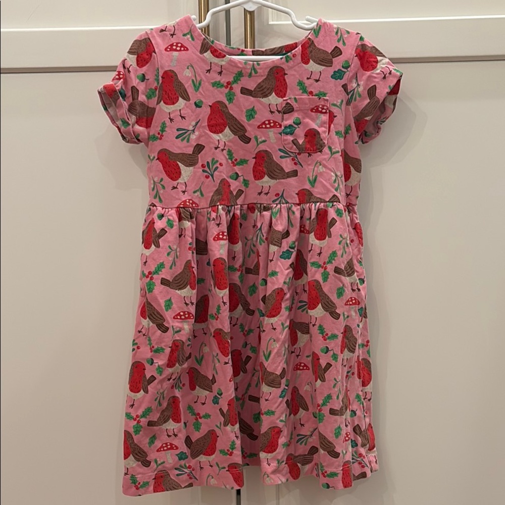 Pink Bird Patterned Dress